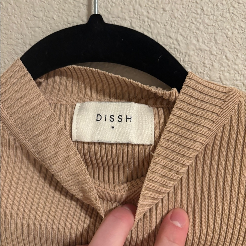 Dissh tan long sleeve ribbed mock neck top - Picture 3 of 6